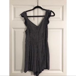 Blue and white striped romper